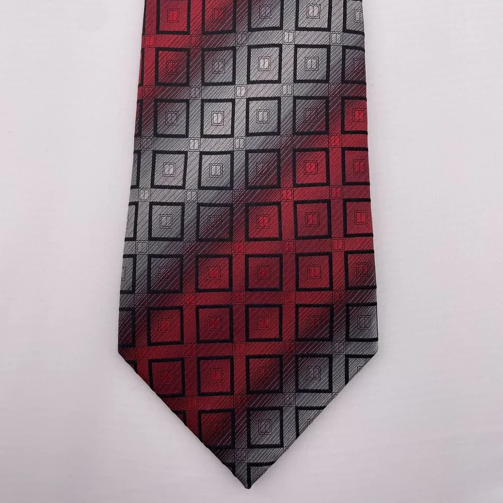 CROFT & BARROW Men's Designer Silk Necktie Red Gray Handmade‎ China 61
